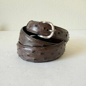 Rod Patrick Mens Full Quill Ostrich Leather Belt Dark Brown 1.25” Taper Sz 40